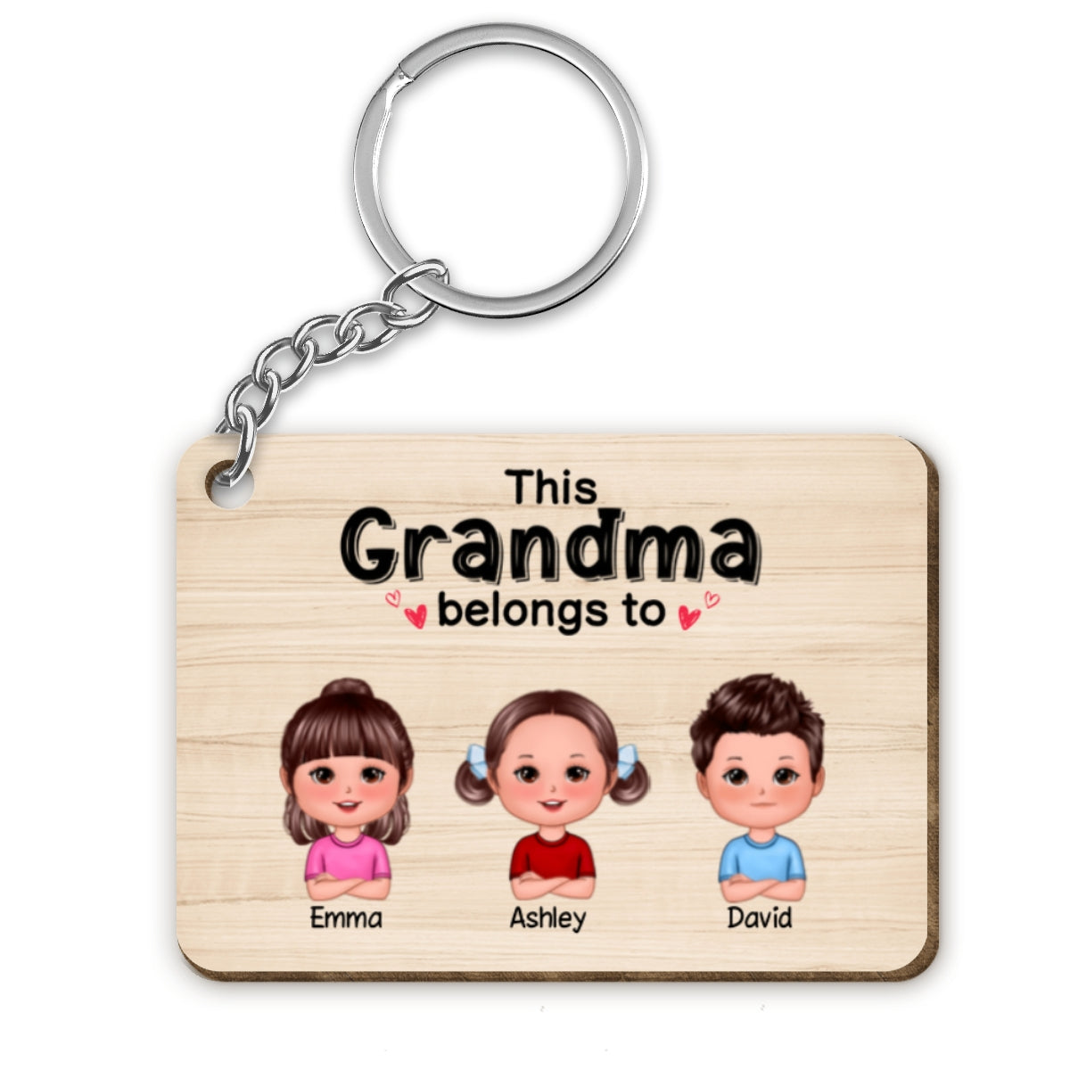This Grandma Grandpa Dad Mom Belongs To Doll Kids Personalized Wooden Keychain