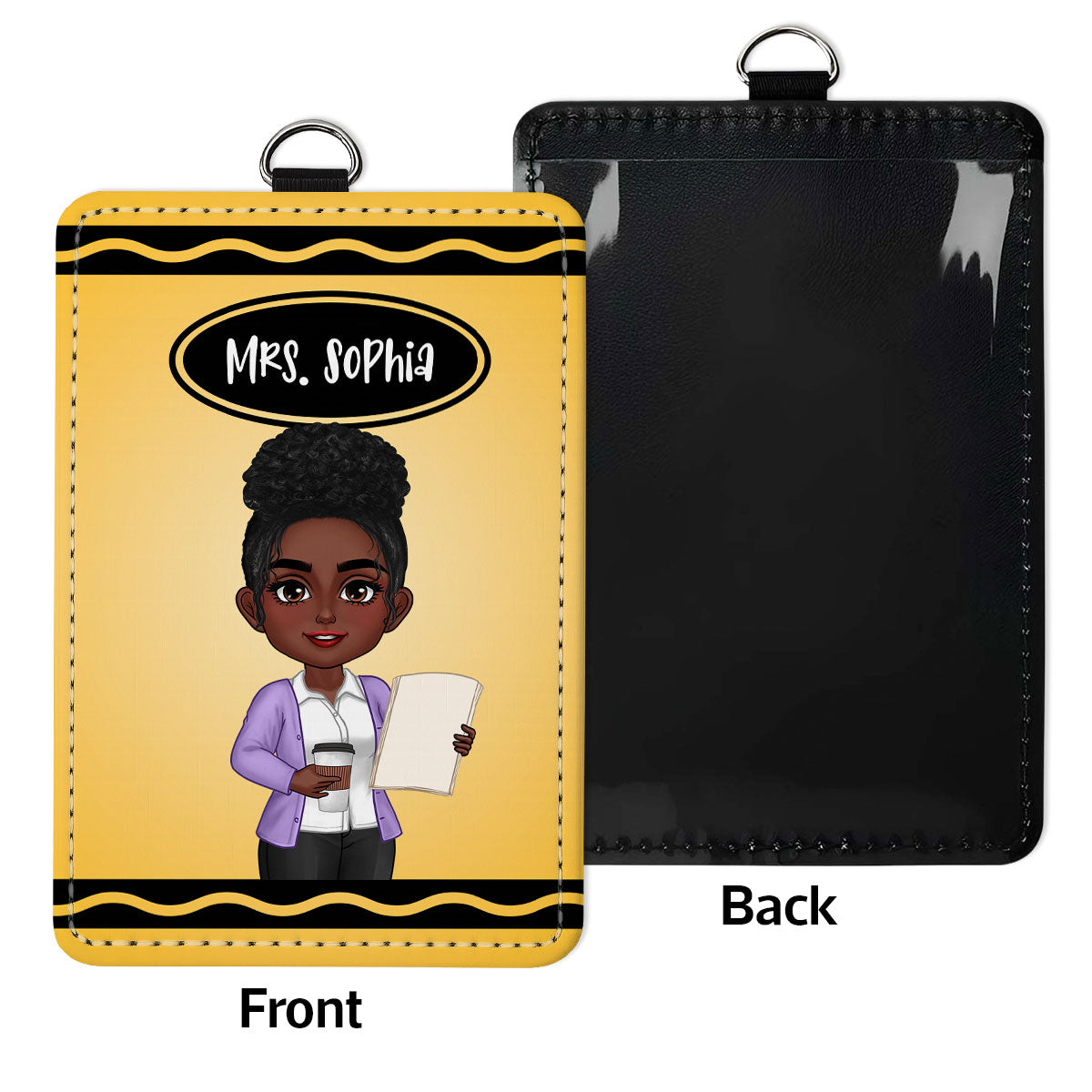 Crayon Themed Teacher Name Personalized ID Badge Holder, Back To School Gift