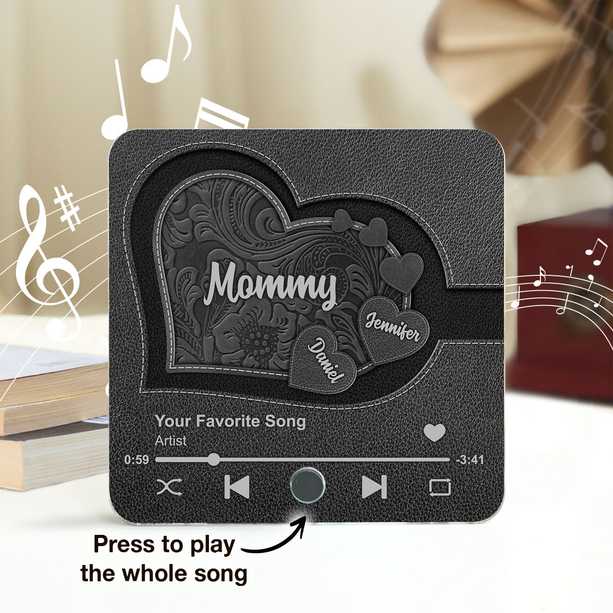 Grandma's Little Sweethearts, Leather Effect Printed Personalized Music Fridge Magnet, Custom Any Song You Want, Birthday, Gift for Grandma