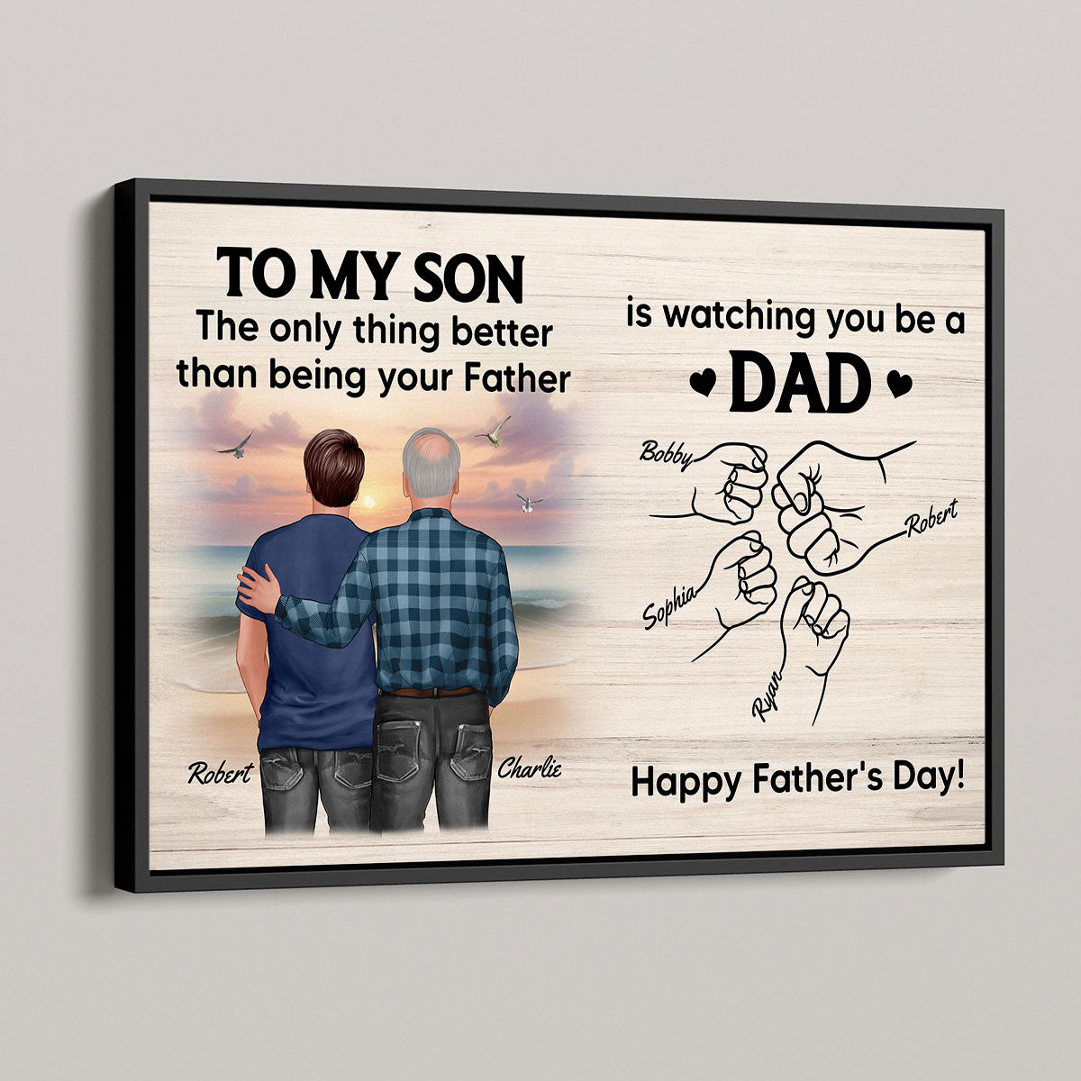 From Mom Dad To Son Watching You Be A Dad Beach Landscape Personalized Poster, Gift For Son