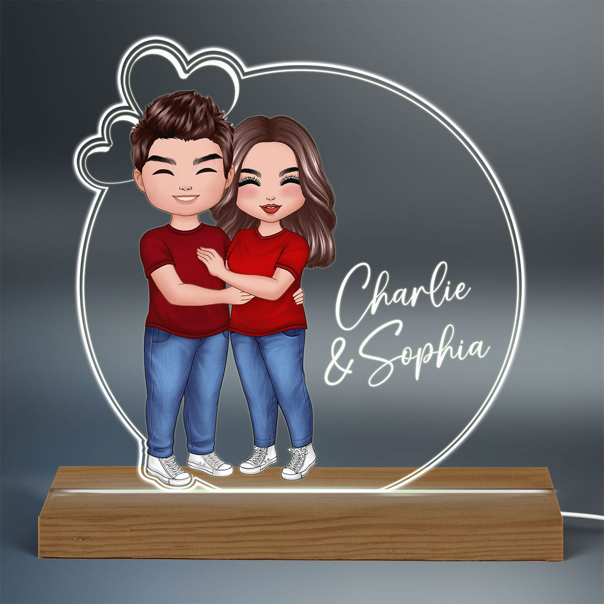 Couple Hugging Kising Simple Personalized Acrylic LED Night Light