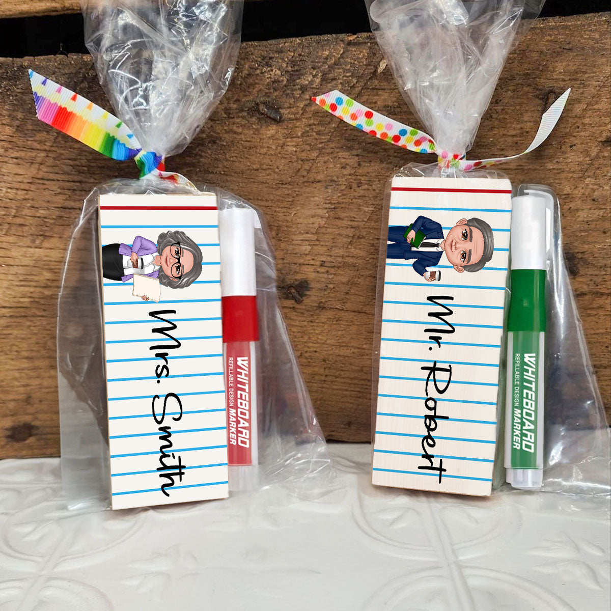 Doll Teacher Notebook Pattern Personalized Chalkboard/Whiteboard Eraser with Marker, Teacher Appreciation Gift, Back To School Gift