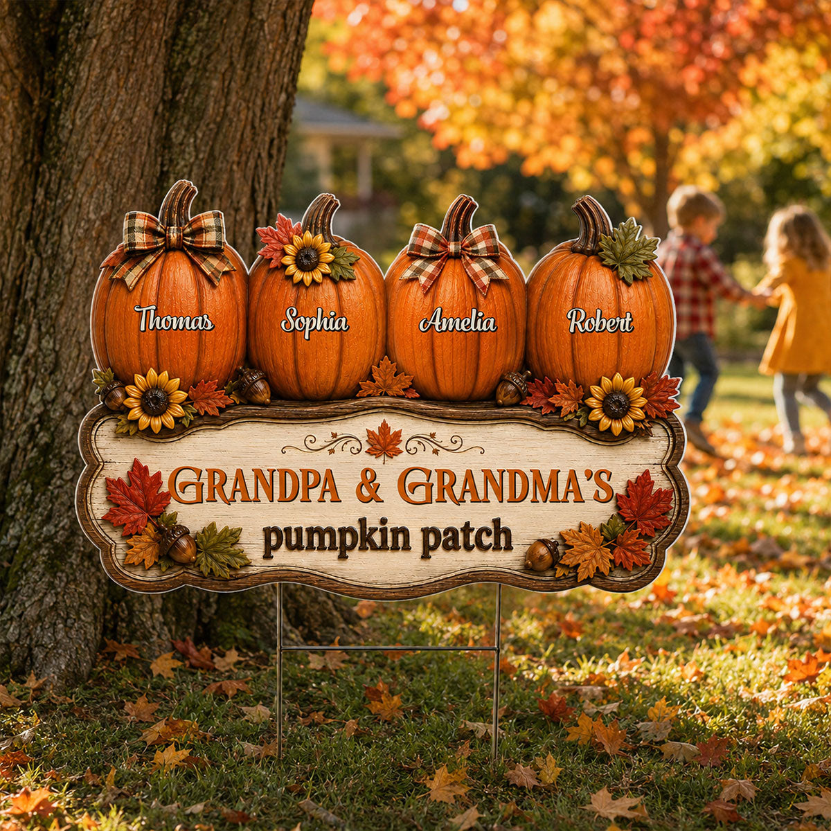 Cozy Fall Vibe Grandpa Grandma's Pumpkin Patch - Personalized Yard Sign - Fall Decor For Grandparents