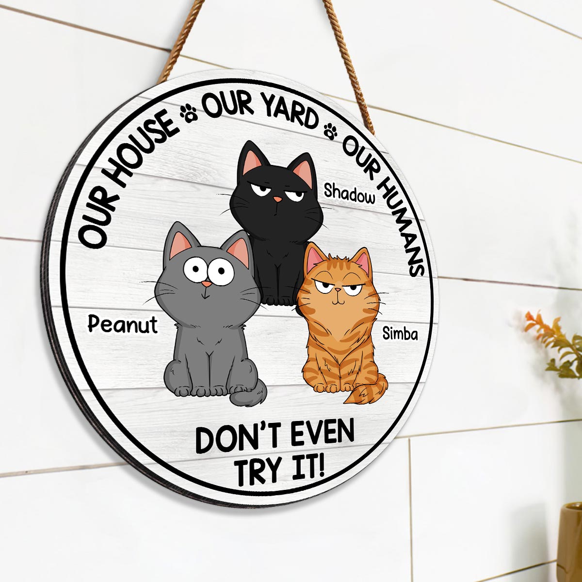 My House My Yard My Humans Cat Personalized Wood Sign