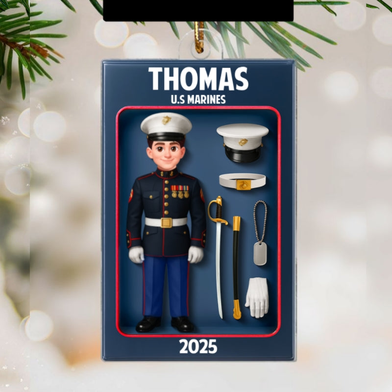 Military Action Figure - Personalized Acrylic Ornament - Special Gift For The Military