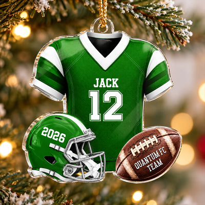 Custom Football Jersey - Personalized Acrylic Ornament - Christmas Gift for Son, Grandson, Boyfriend