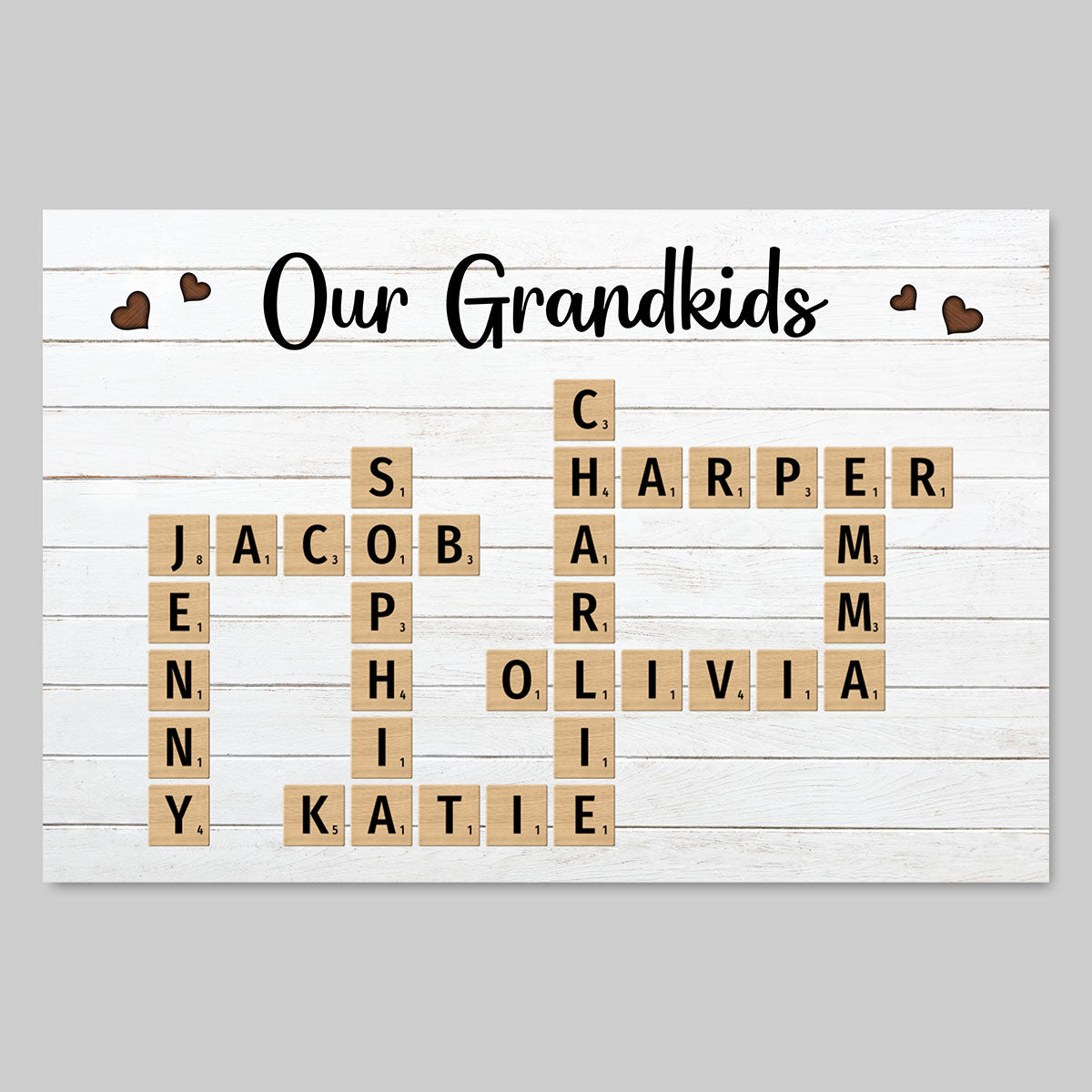 Family Crossword Art - Created In A Moment, Treasured Forever Personalized Poster, Gift For Grandma, Gift For Mom