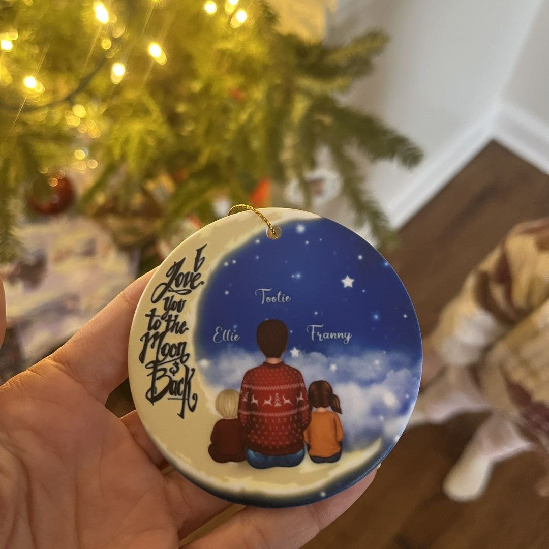 Grandma Grandkids On Moon - Personalized Ornament - Christmas Gift