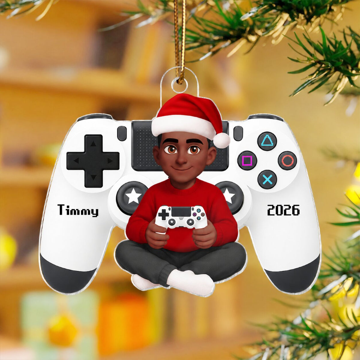 Personalized Gamer 3D Effect Ornament for Boys, Christmas Gift for Kids, Teenagers