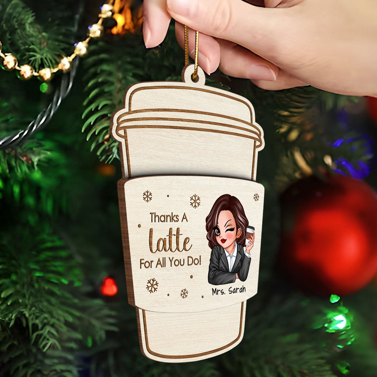 Thanks A Latte For All You Do Gift Card Holder Ornament, Personalized Christmas Ornament, Christmas Gift For Teachers, Thank You Gift, Appreciation Gift