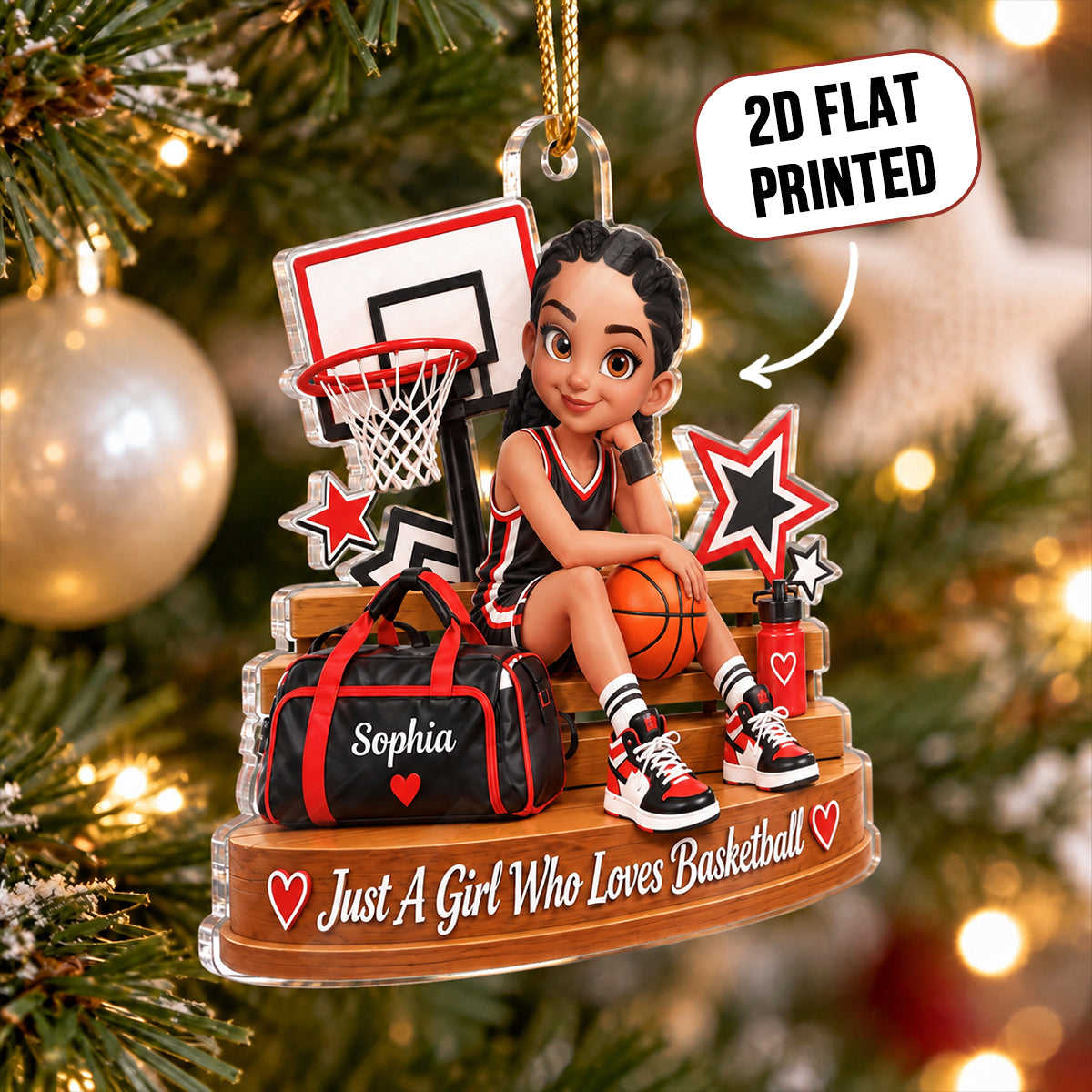 Just a Girl Who Loves Basketball - Personalized Acrylic Ornament - Christmas Gift for Daughter, Granddaughter