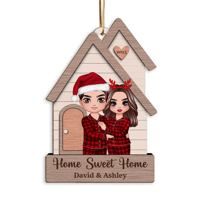 Home Sweet Home Couple Standing Outdoor Personalized Wooden Ornament