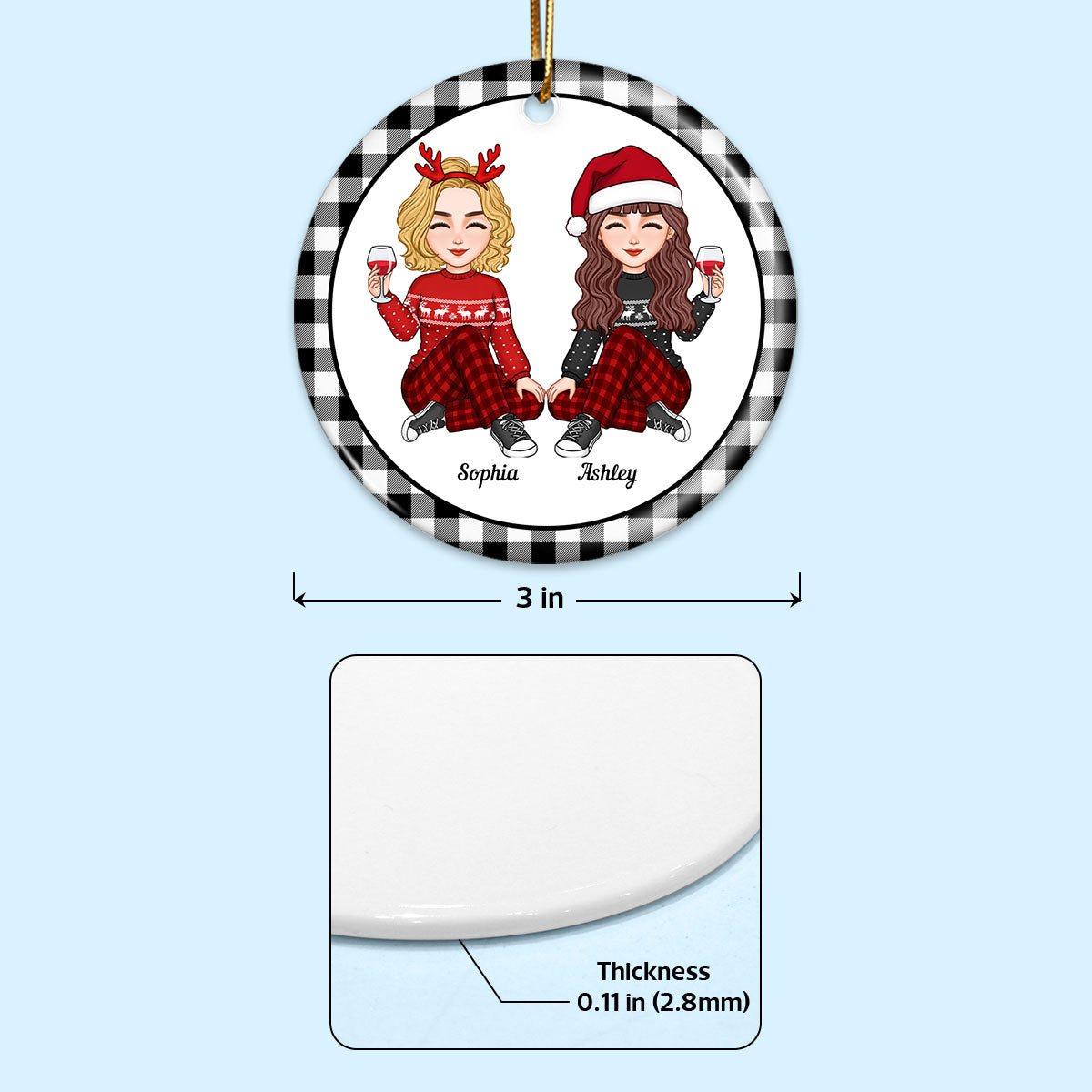 Cute Besties Our Laughs Are Limitless Personalized Double Sided Circle Ornament