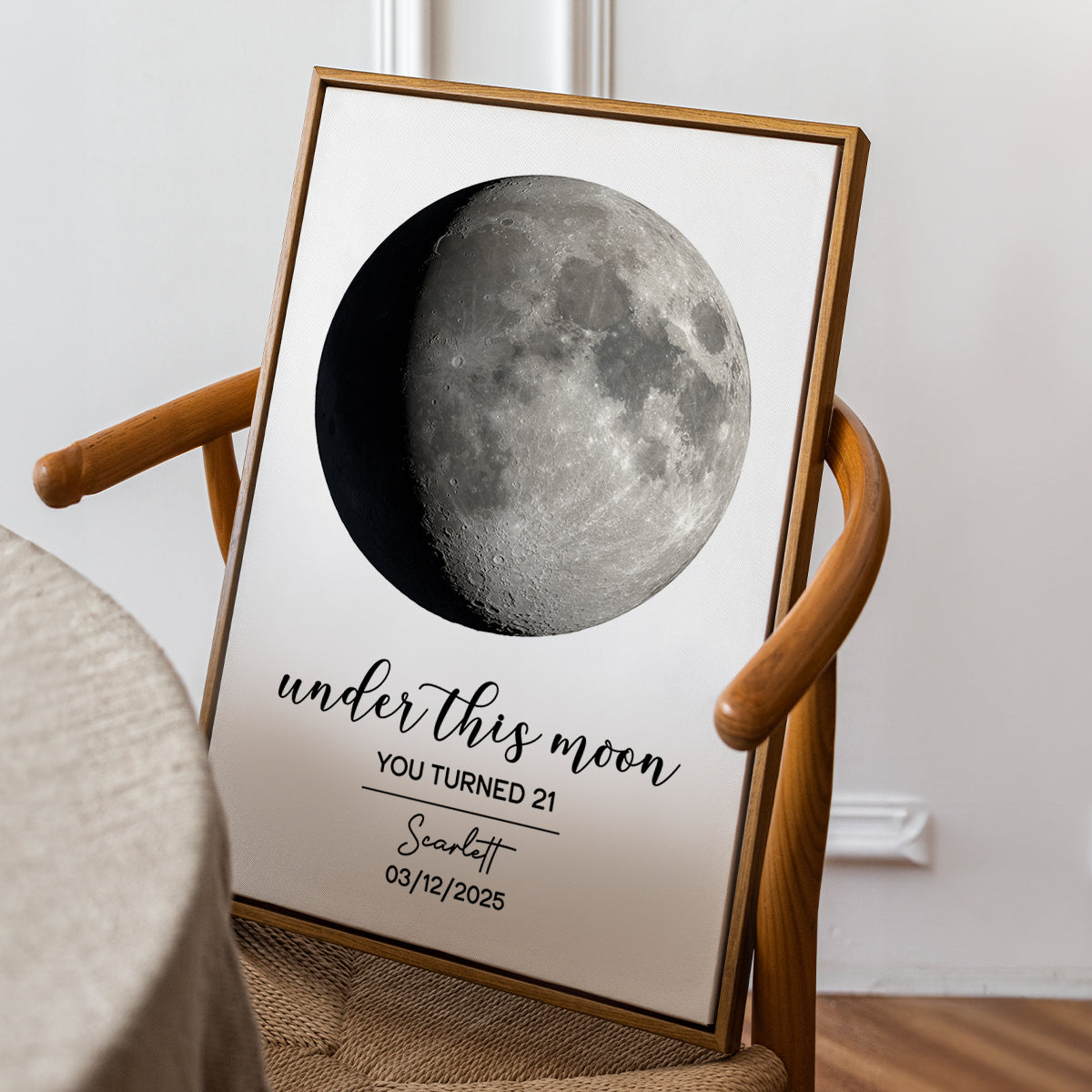 Under This Moon Custom Moon Phase And Message Personalized Poster, Birthday Gift, Anniversary Gift, Wedding Gift