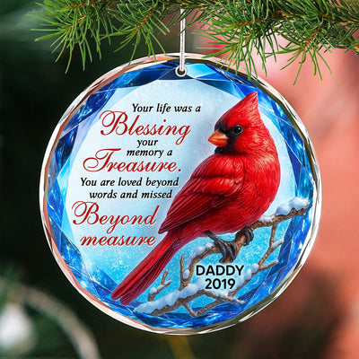 Your Life Was a Blessing 3D Effect - Personalized Glass Ornament - Heartwarming Christmas Keepsake for Loved Ones