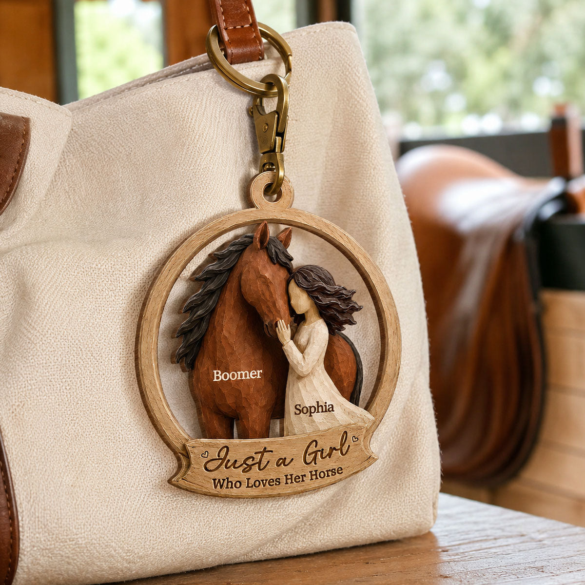 Girl Loves Horse 2D Flat Printed - Personalized Wooden Ornament - Keepsake Gift For Horse Lover