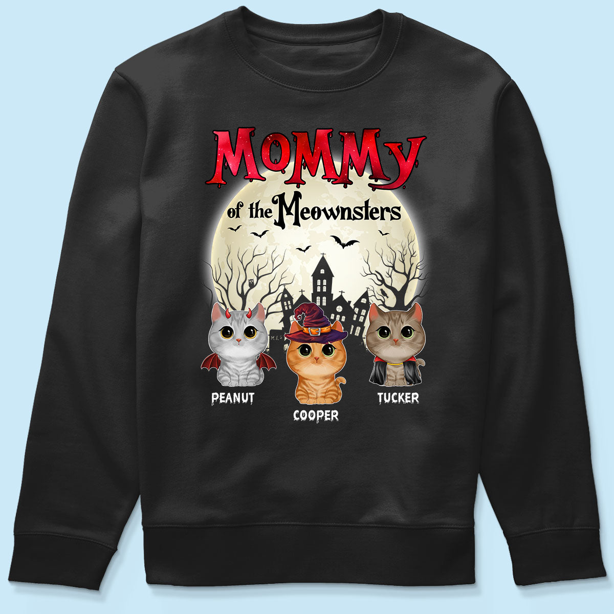 Mommy Of The Meownsters Halloween Watercolor Cute Cats Personalized Shirt