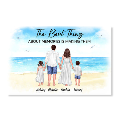 Summer Family Walking Back View Personalized Horizontal Poster