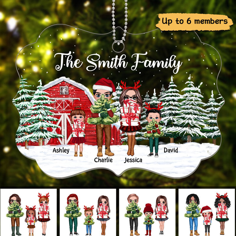 Doll Family Christmas Tree Farm Personalized Acrylic Ornament