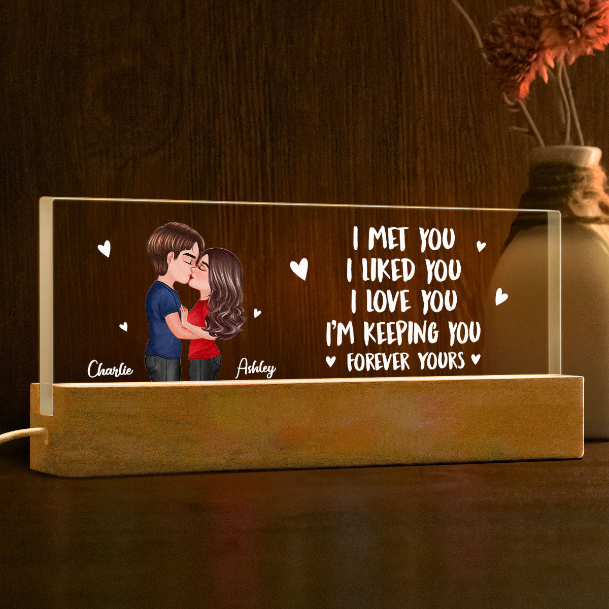 I Love You I'm Keeping You Personalized Acrylic LED Night Light, Anniversary Gift For Her, Gift For Him
