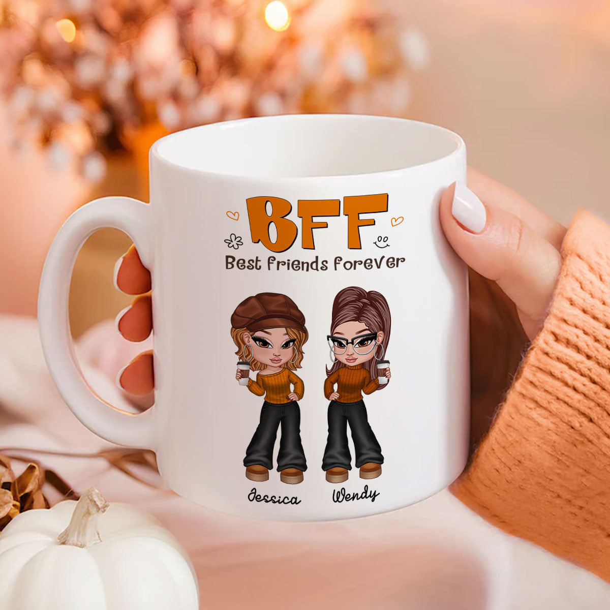 Trendy Fall Season Mug For Besties Sisters, Y2K Style