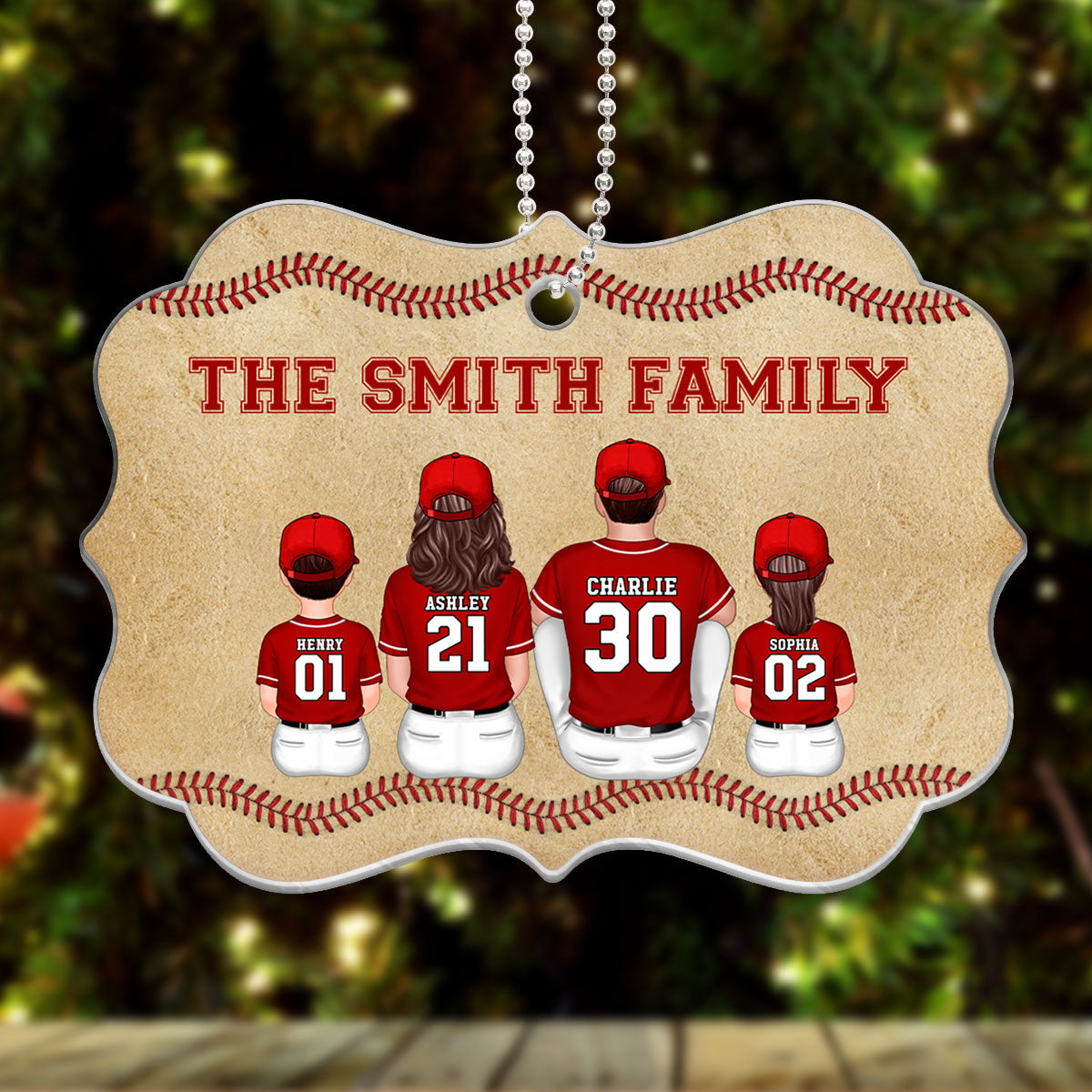 Vintage Baseball Family Sitting Personalized Acrylic Ornament