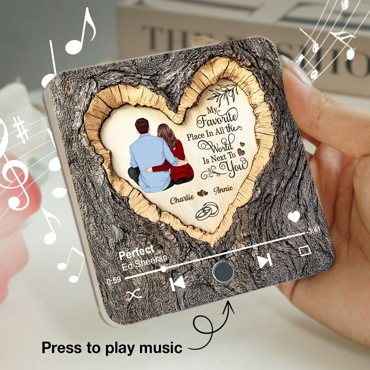 Favorite Place Next To You Couple Sitting - Personalized Music Fridge Magnet - Anniversary Gift, Valentine's Gift For Him, For Her