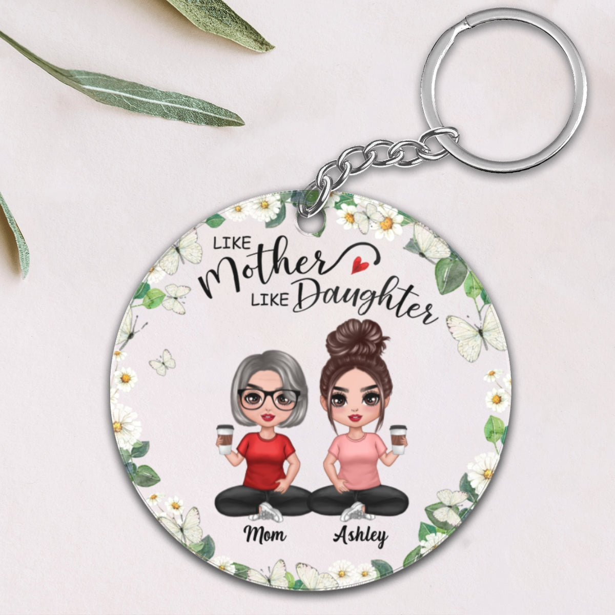 Like Mother Like Daughters Doll Women Sitting Personalized Acrylic Keychain