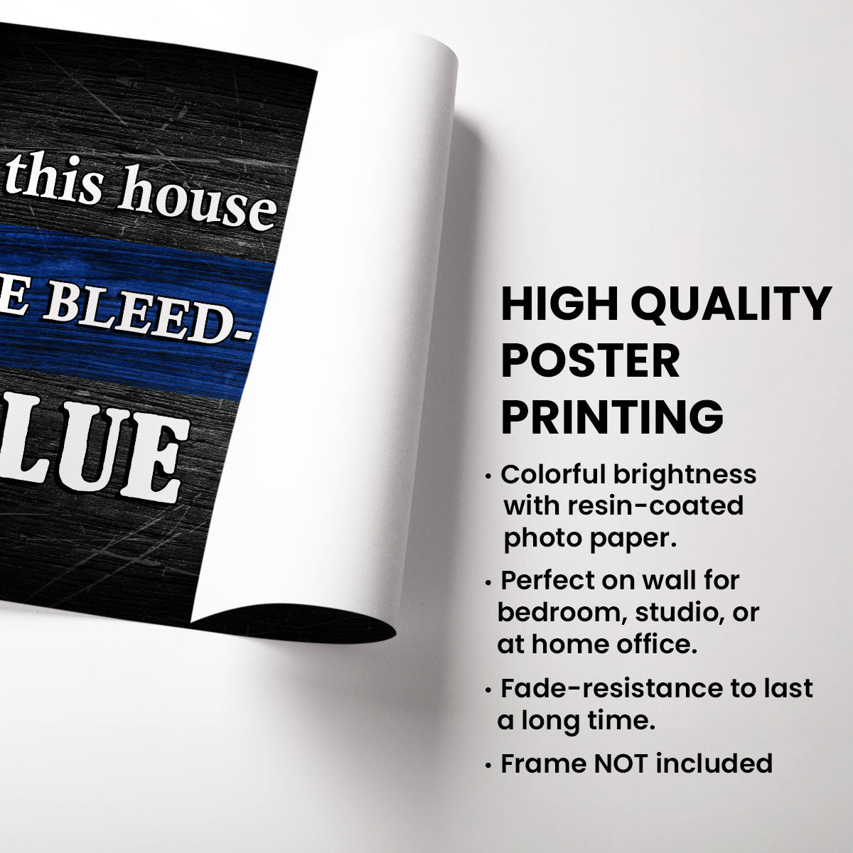 In This House We Bleed Blue Family Crossword Art Puzzle, Personalized Thin Blue Line Poster, Meaningful Father's Day Gift for Dad, Gift for Husband