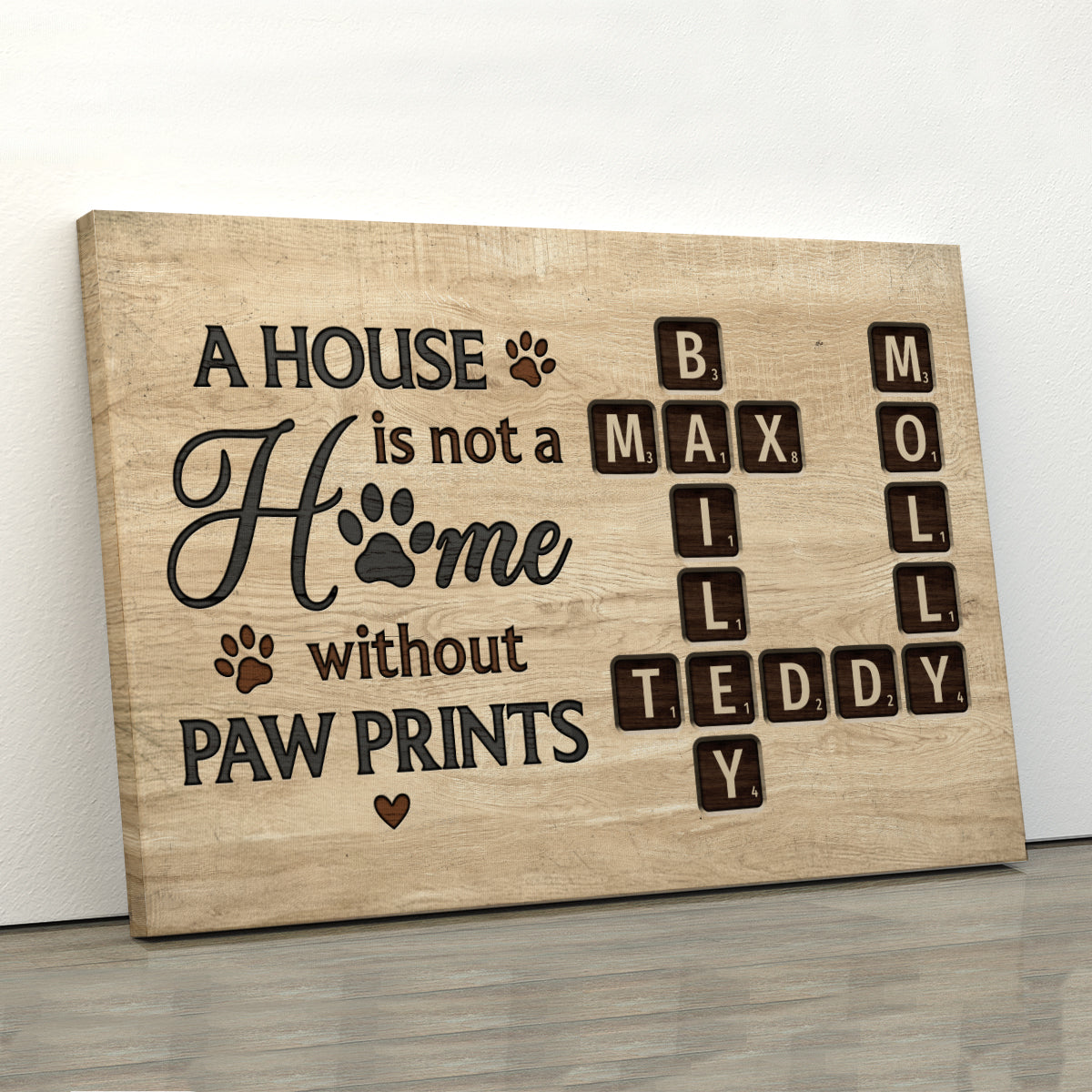 Pet Lover Home Decor Home With Paw Prints Crossword Puzzle Art Personalized Canvas