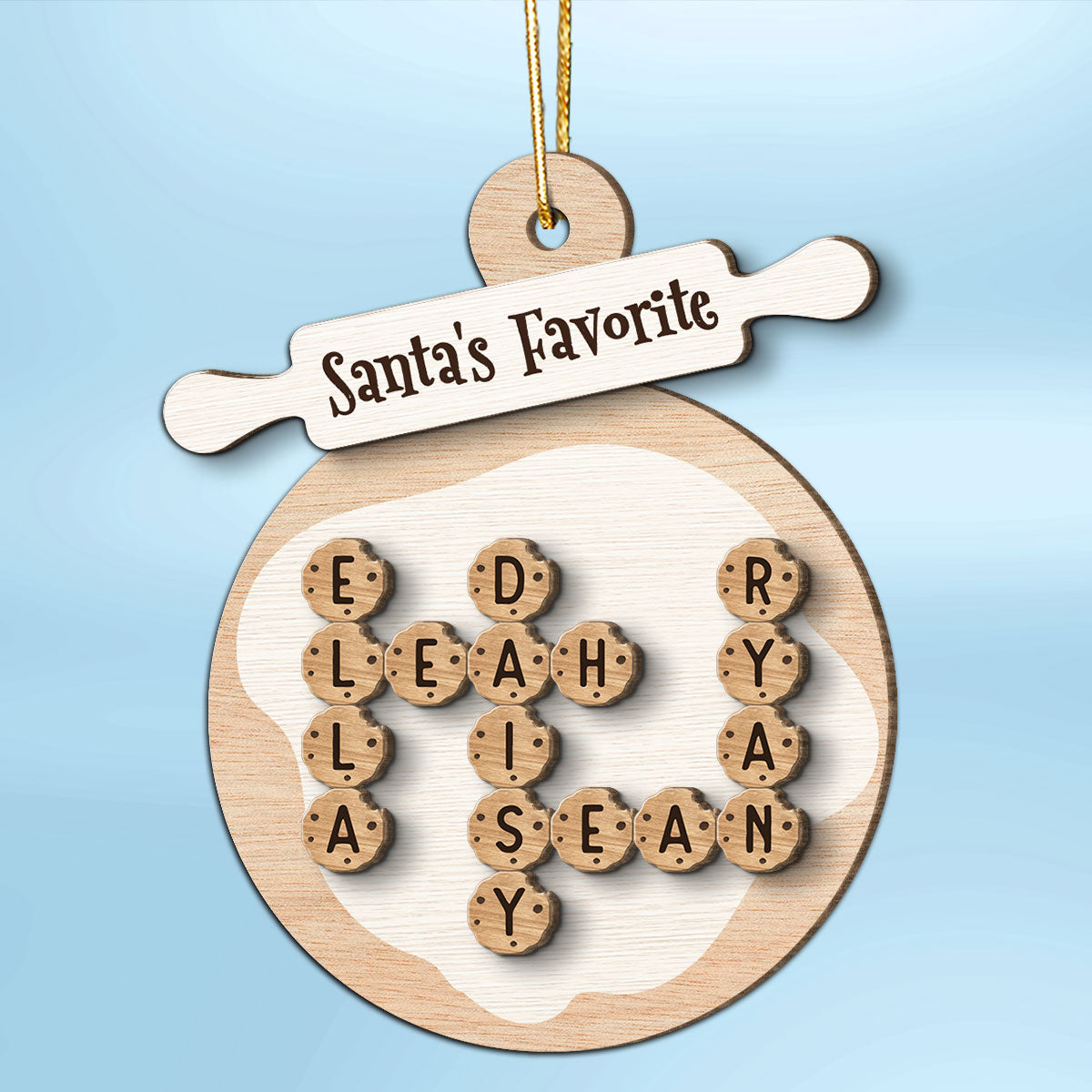 Grandma's Perfect Batch Cookies Crossword Puzzle Personalized 2-Layer Wooden Ornament