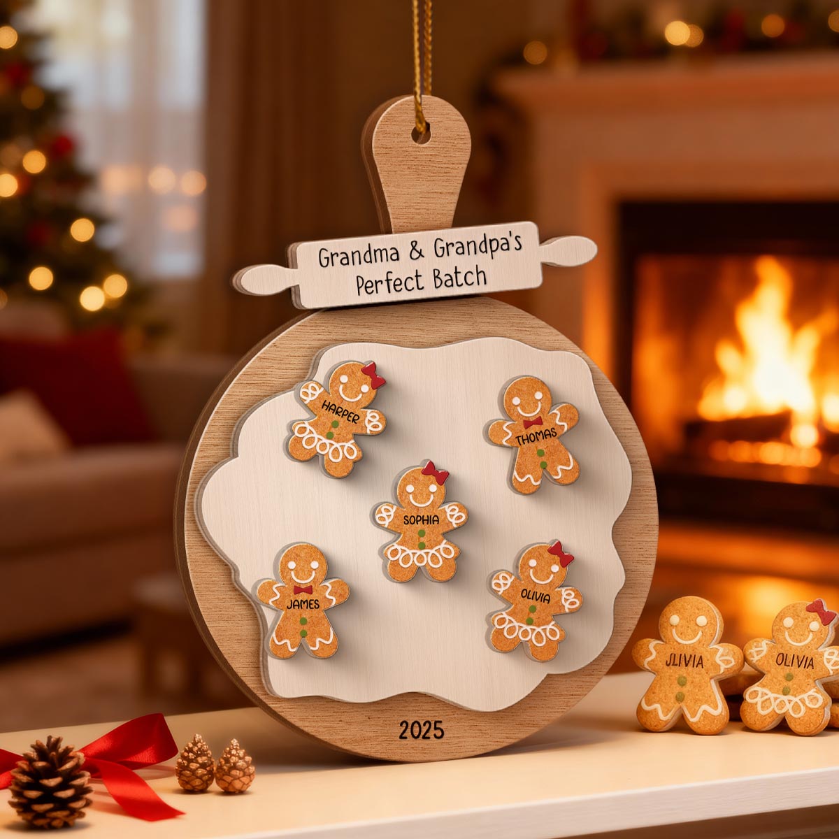Gingerbread Cookie Perfect Batch - Personalized Spinning Charm Ornament