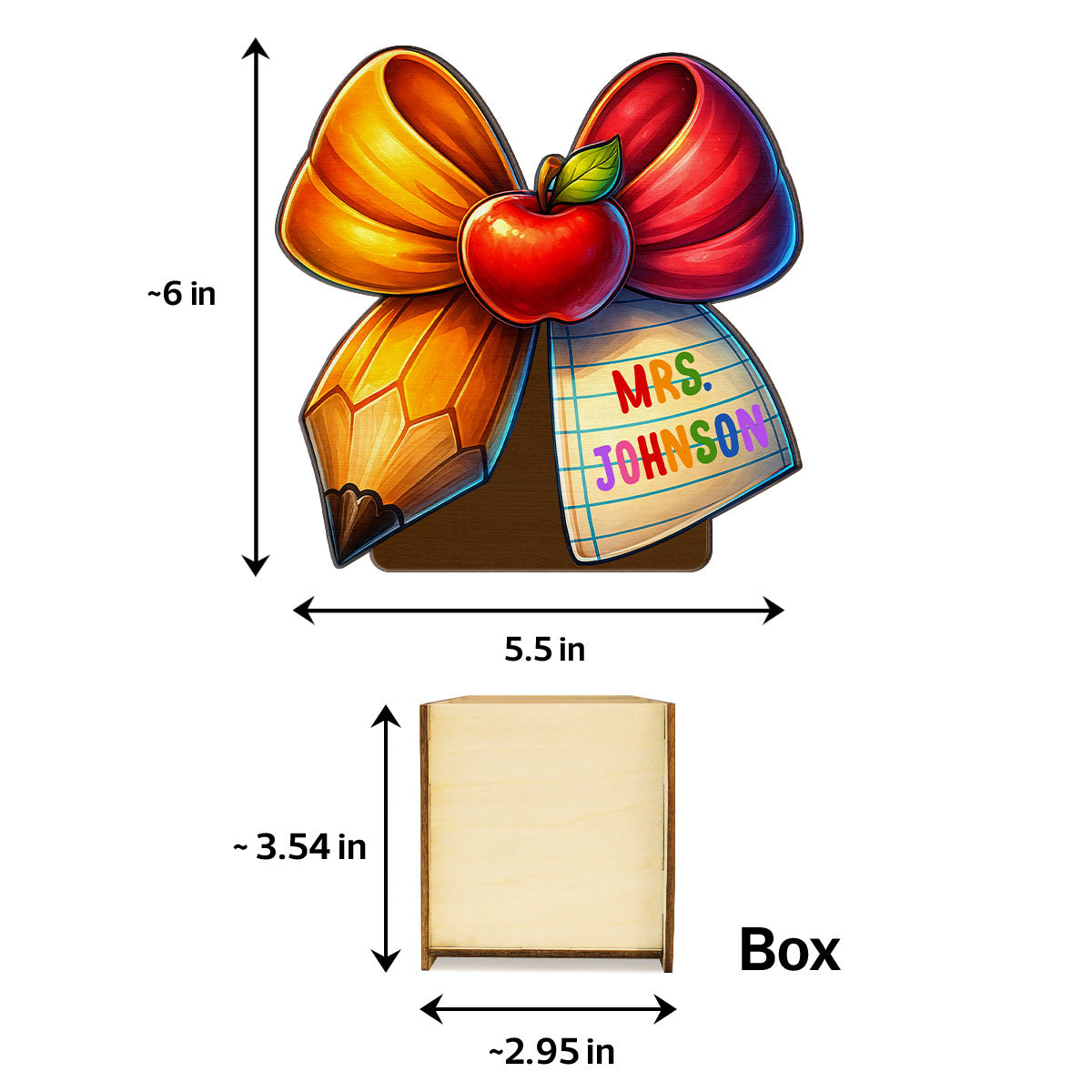 Teacher Pencil Paper Bow Personalized Pen & Pencil Holder, Gift for Teachers