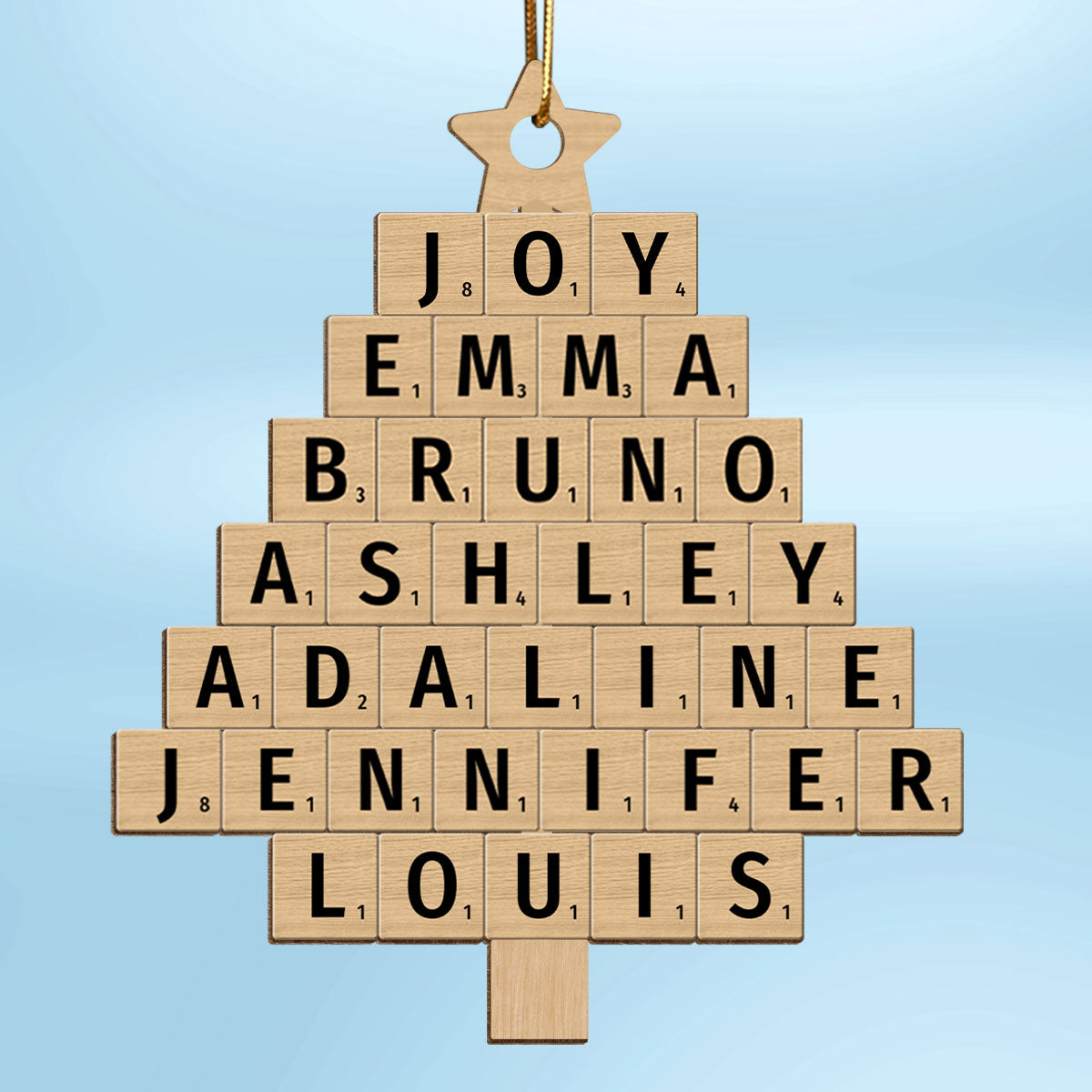 Word Art Family Member Name Christmas Tree Unique Decor Personalized Wooden Ornament