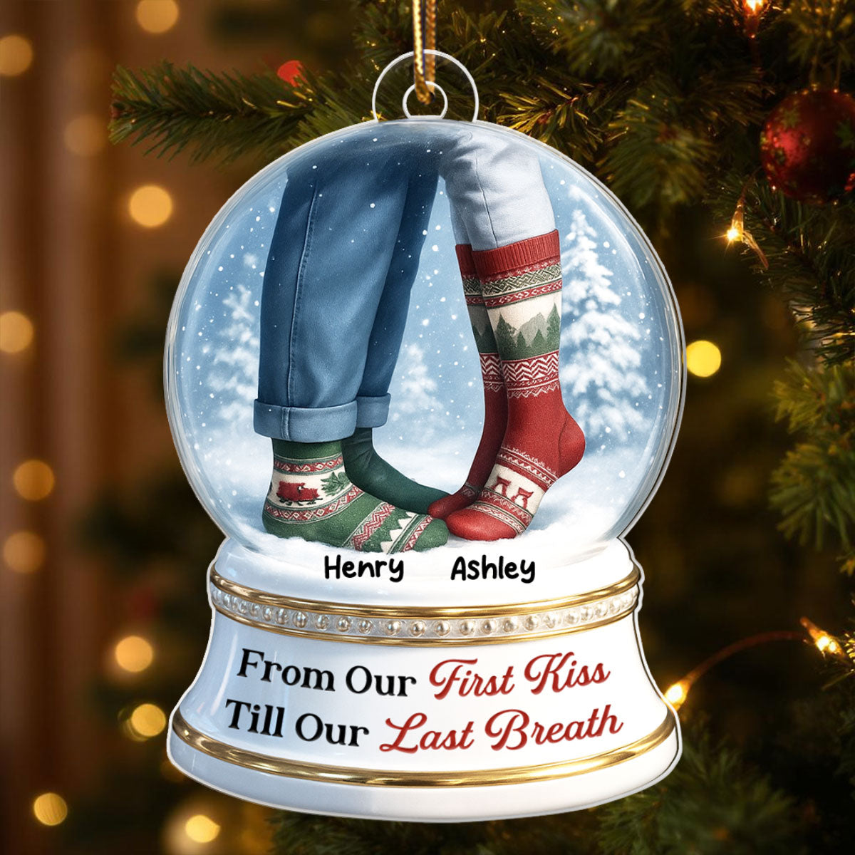 From Our 1st Kiss till Our Last Breath 3D Effect Snow Globe - Personalized Acrylic Ornament - Christmas Gift for him, Gift for her