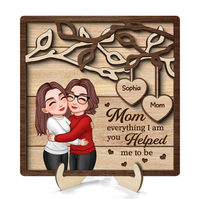 Mom Hugging Daughter Son Under Tree Mother‘s Day Gift For Mom Personalized 2-Layer Wooden Plaque