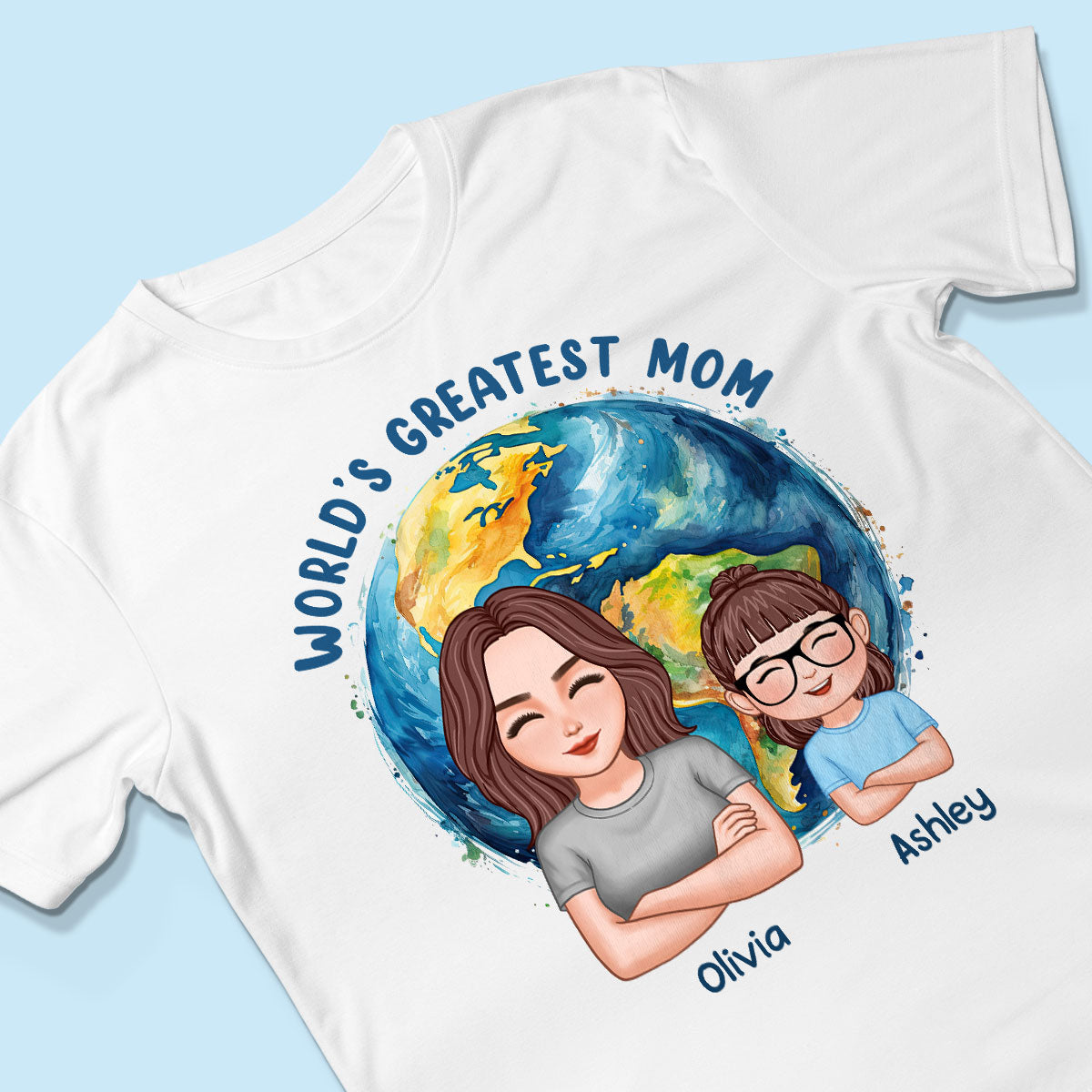 World‘s Greatest Mom Globe Personalized Shirt