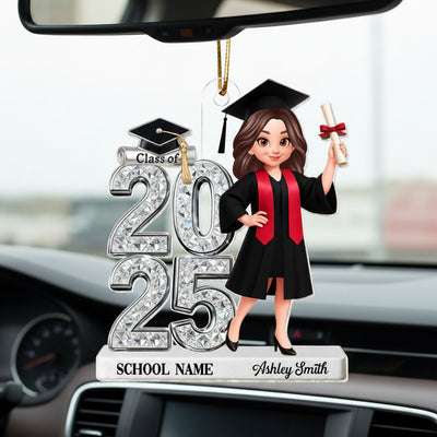 3D Shiny Effect Class Of 2025 2026 Senior - Personalized Acrylic Car Hanger- Gift For Graduates, Daughter, Son