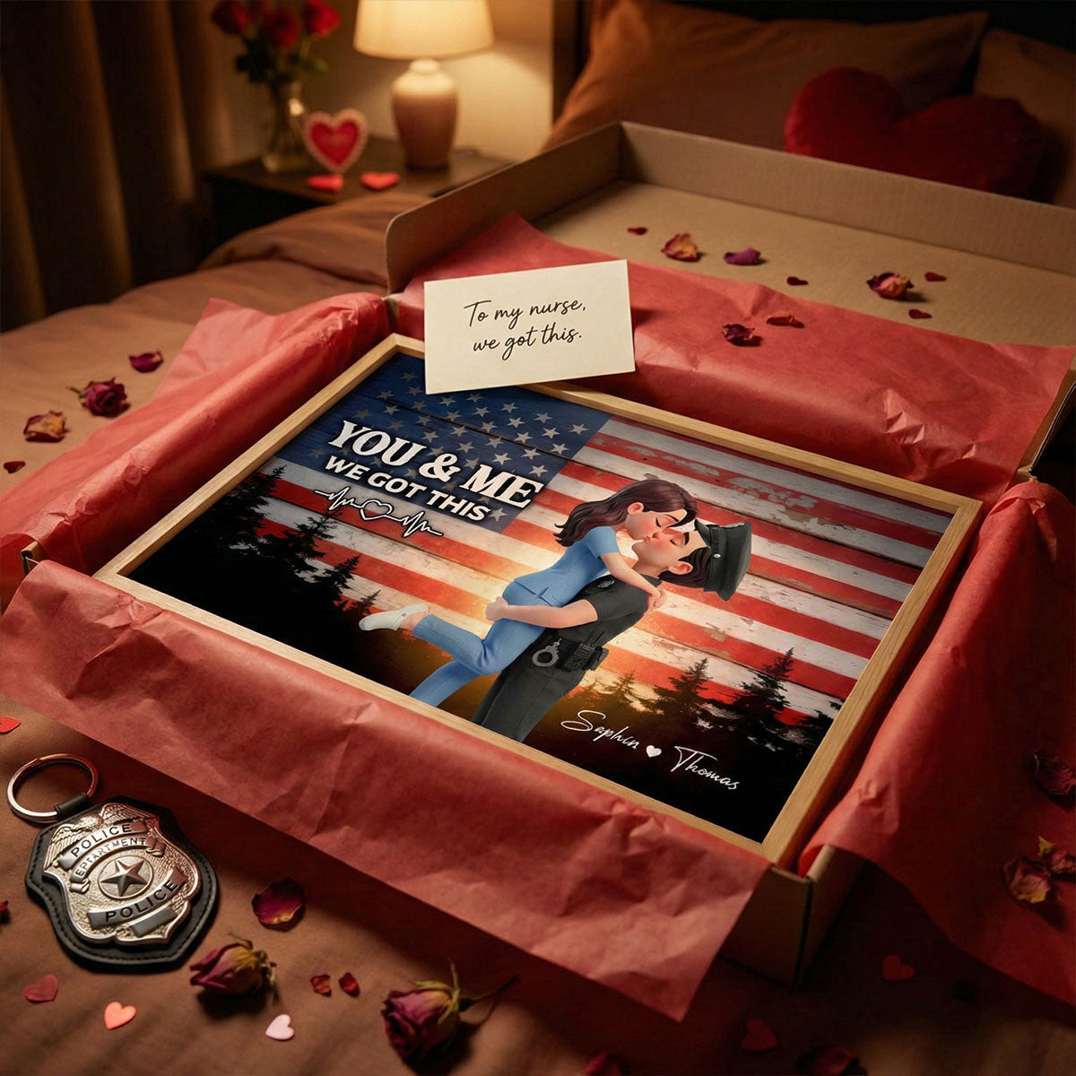 Proud Hero Couple Nation Flag - Personalized Poster - Valentine's Day Gift For Couple, For Him, For Her, Nurse, Police, Firefighter, Army
