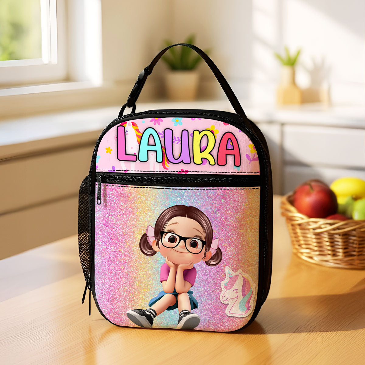 Unicorn Mermaid Theme Personalized Insulated Lunch Box for Girl Toddler, Keep Your Child’s Meals Fresh & Safe All Day
