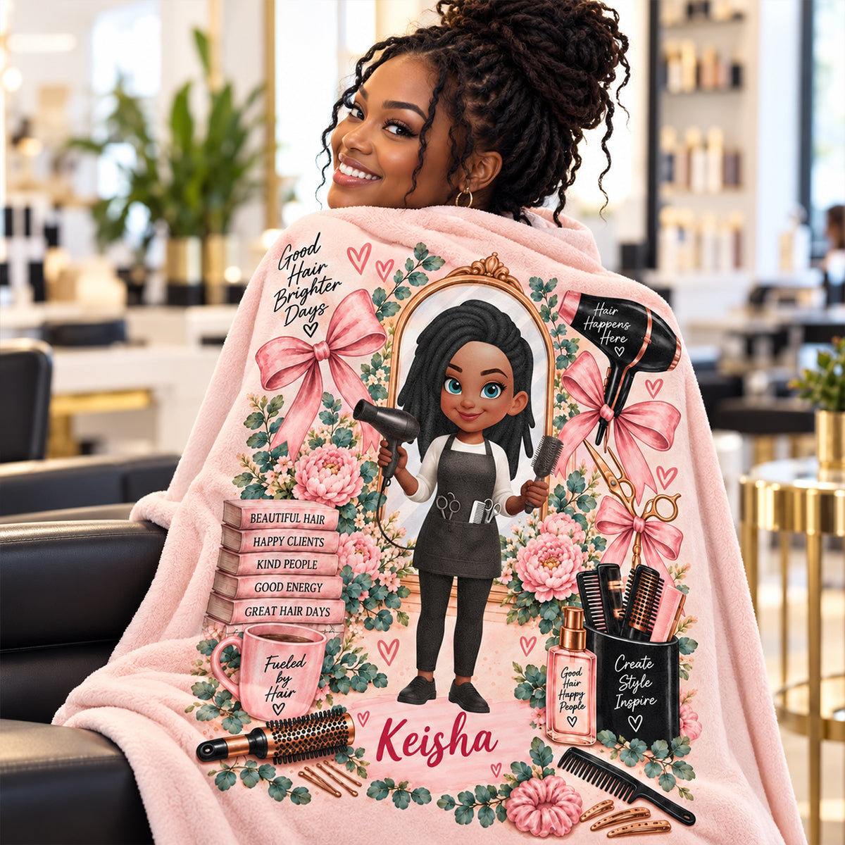 Beautiful Hairdresser - Personalized Fleece Blanket - Christmas Gift For Girl, Granddaughter, Daughter, Hairdressers, Hairstylist