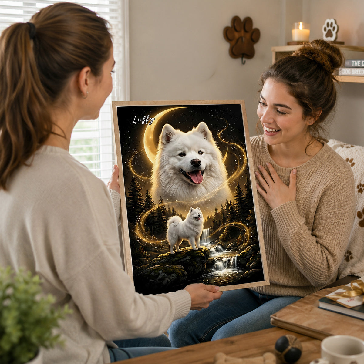 Dog Howling to the Moon - Personalized Poster - Gift for Dog, Cat Lovers, Pet Memorial Gift