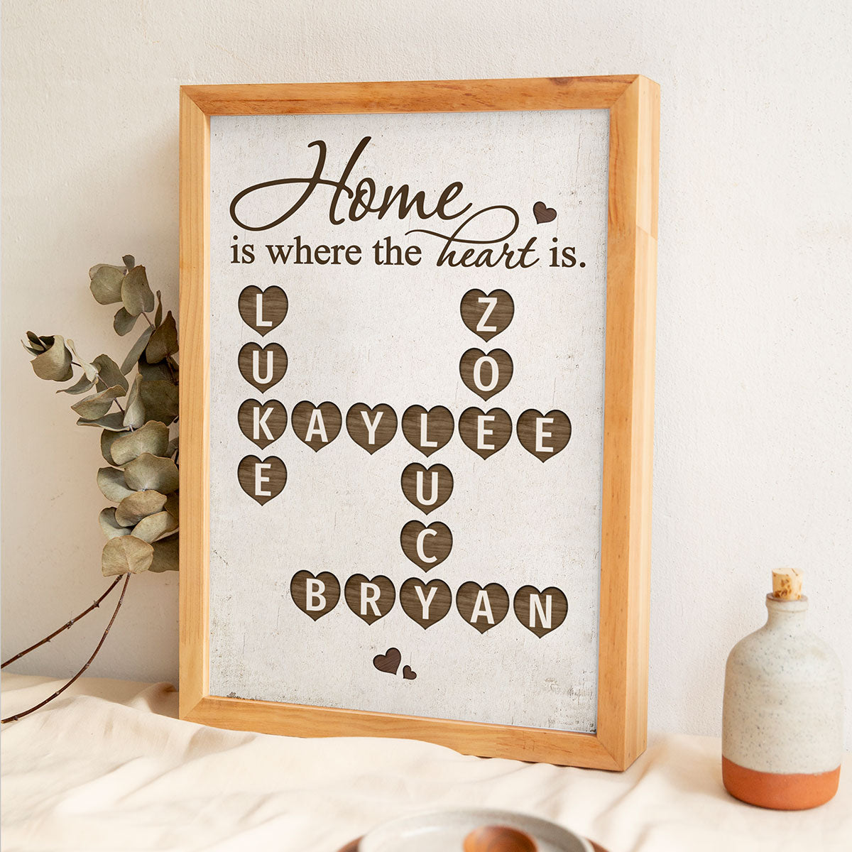 Home Is Where The Heart Is Crossword Art Puzzle Personalized Poster