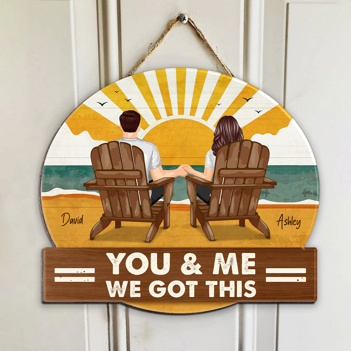 Summer Decor Wreaths Couple Beach Rustic Personalized Wooden Sign