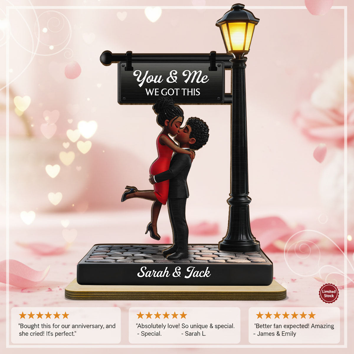 Eternal Love Love Under The Light - Personalized 2-Layered Wooden Plaque - Heartfelt Valentine's Day Gift For Couple, For Him, For Her