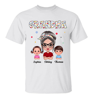 Colorful Dot Doll Grandma Grandkids Personalized Shirt