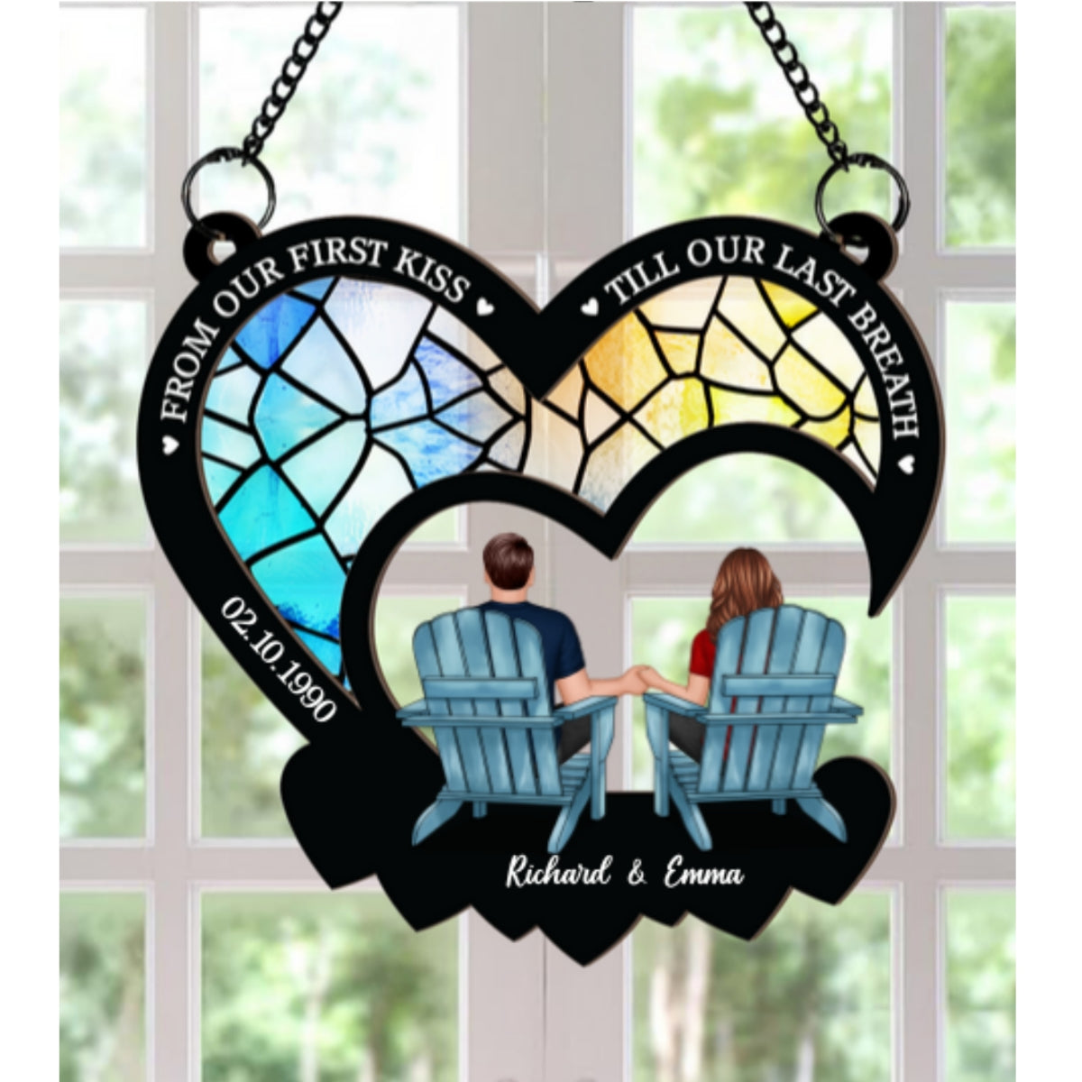 From Our First Kiss Till Our Last Breath, Couple Personalized Window Hanging Ornament