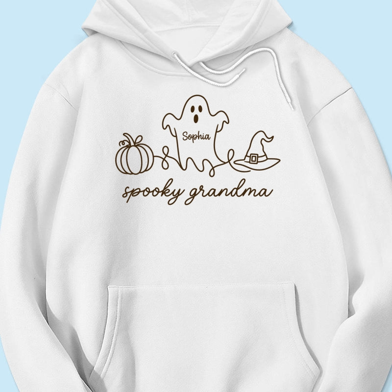 Spooky Grandma Ghost Grandkids Names - Personalized Shirt - Halloween Gift For Grandma