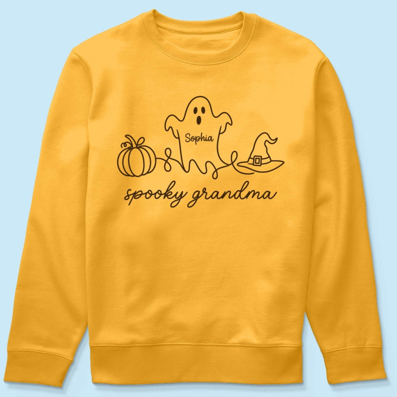 Spooky Grandma Ghost Grandkids Names - Personalized Shirt - Halloween Gift For Grandma