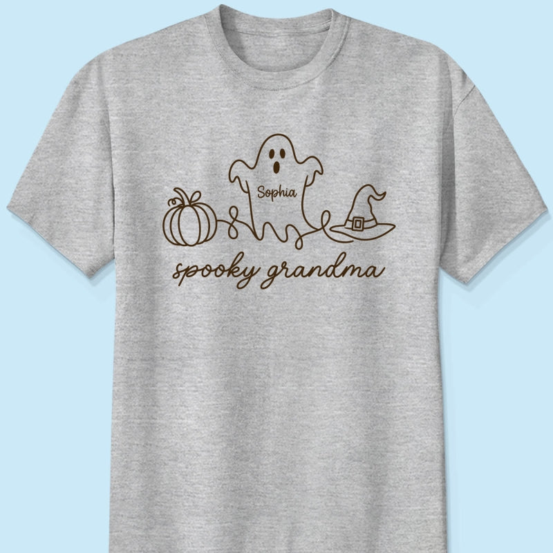 Spooky Grandma Ghost Grandkids Names - Personalized Shirt - Halloween Gift For Grandma